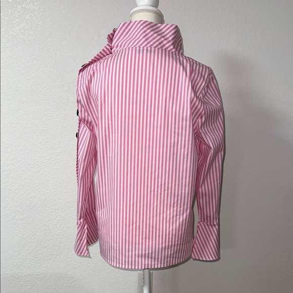 C/Z COLLECTION by CEZELE Pink Striped Women's Top with Button Detail - Picture 3 of 10